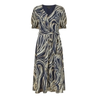 Rochie Mela London Mela London Navy Swirl Print Midi Tea