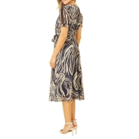 Rochie Mela London Mela London Navy Swirl Print Midi Tea