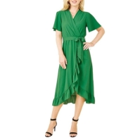 Rochie Mela London Mela London Greenwrap Over Frill Hem