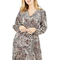 Rochie Mela London Mela London Brown Animal Paisley Wrap Pleated