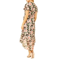 Rochie Mela London Mela London Black Floral Wrap With Dipped Hem