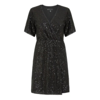 Rochie Mela London Mela London Black Sequin Kimono Sleeve Wrap