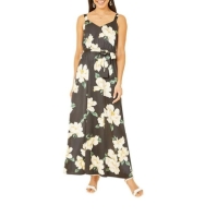 Rochie Mela London Mela London Black Satin Floral Print Maxi