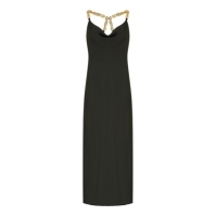 Rochie Mela London Mela London Black Satin Maxi With Chain Straps