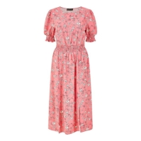 Rochie Mela London Mela London Pink Floral Ruched Waist Midi