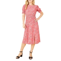 Rochie Mela London Mela London Pink Floral Ruched Waist Midi