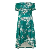 Rochie Mela London Mela London Green Floral Bardot Dipped Hem