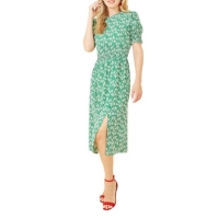 Rochie Mela London Mela London Green Floral Shirred Waist Midi