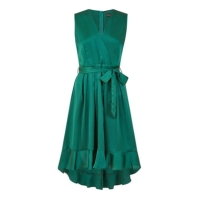 Rochie Mela London Mela London Green Satin Dipped Hem Midi