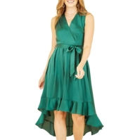 Rochie Mela London Mela London Green Satin Dipped Hem Midi