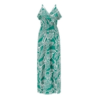 Rochie Mela London Mela London Green Tropical Print Maxi Frill