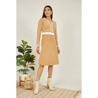 Rochie Yumi Yumi Camel Contrast Collar Knitted