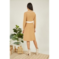 Rochie Yumi Yumi Camel Contrast Collar Knitted