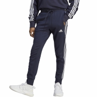 Men's Adidas Essentials French Terry Tapered Cuff 3-Stripes Navy Blue IC9406