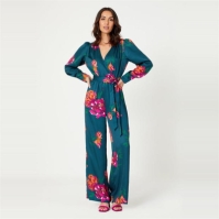 Be You Satin Floral Wrap Jumpsuit