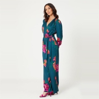 Be You Satin Floral Wrap Jumpsuit