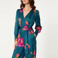 Be You Satin Floral Wrap Jumpsuit