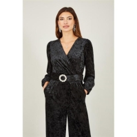 Curea Yumi Yumi Black Velvet Jumpsuit With Diamante