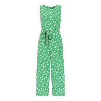 Mela London Mela London Green Floral And Dash Culotte Jumpsuit