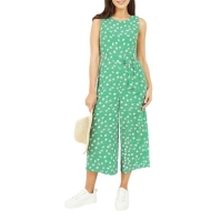 Mela London Mela London Green Floral And Dash Culotte Jumpsuit