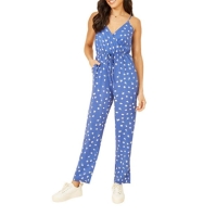 Mela London Mela London Blue Daisy Print Wrap Over Jumpsuit