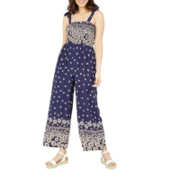 Mela London Mela London Navy Daisy Border Shirred Tie Jumpsuit