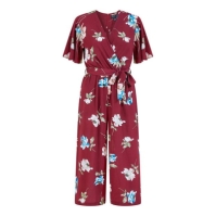 Mela London Mela London Burgundy Floral Print Jumpsuit