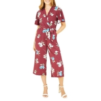 Mela London Mela London Burgundy Floral Print Jumpsuit