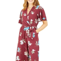 Mela London Mela London Burgundy Floral Print Jumpsuit