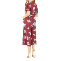 Mela London Mela London Burgundy Floral Print Jumpsuit