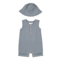 Hello World Boy 2 Piece Romper and Bucket Hat bebelus