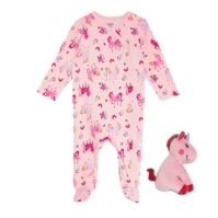 Hello World Unicorn Sleepsuit and Toy Set fetita