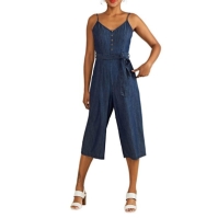 Yumi Yumi Blue Cotton Denim Jumpsuit