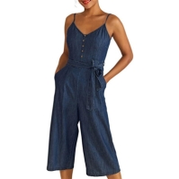 Yumi Yumi Blue Cotton Denim Jumpsuit