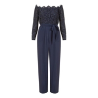 Yumi Yumi Navy Lace Bardot three quarterSleeve Jumpsuit