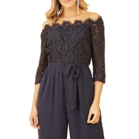 Yumi Yumi Navy Lace Bardot three quarterSleeve Jumpsuit