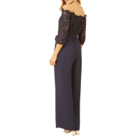 Yumi Yumi Navy Lace Bardot three quarterSleeve Jumpsuit