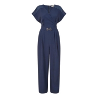 Yumi Yumi Navy Wrap Jumpsuit With Mesh Panel