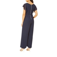 Yumi Yumi Navy Wrap Jumpsuit With Ruffle Sleeves