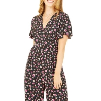 Yumi Yumi Black Floral Angel Sleeve Jumpsuit