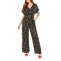 Yumi Yumi Black Pebble Print Satin Jumpsuit