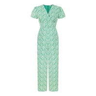 Yumi Yumi Green Ditsy Floral Wrap Jumpsuit