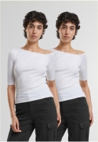 Tricou Organic Asymmetric Rib 2-Pack dama Urban Classics