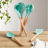 Homelife Set of 6 Silicon and Wood Utensils