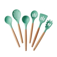 Homelife Set of 6 Silicon and Wood Utensils