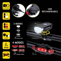 Set of lights bicycle Dunlop Led, USB charging, rear+front 473758