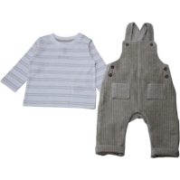 Firetrap Striped Long-Sleeve Top & Corduroy Dungarees set baietel