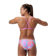 Speedo Allover Digital Cross Back Crop Top dama