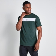 Camasa 11 Degrees and Sew Panelled T- - Darkest Spruce Green / White