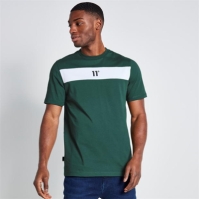 Camasa 11 Degrees and Sew Panelled T- - Darkest Spruce Green / White